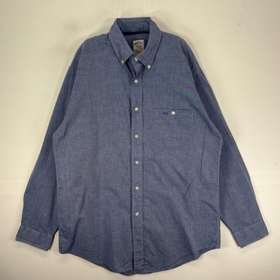 古着 80's/80年代 ヴィンテージ ブルックスブラザーズ Brooks Brothers USA製 長袖シャツ ボタンダウン 胸ポケット Makers M ブルー系 無地 メンズ