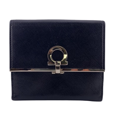 サルヴァトーレフェラガモ Salvatore Ferragamo 二つ折り財布 ガンチーニ ミニ財布 ガンチーニクロージャー 4639 ブラック