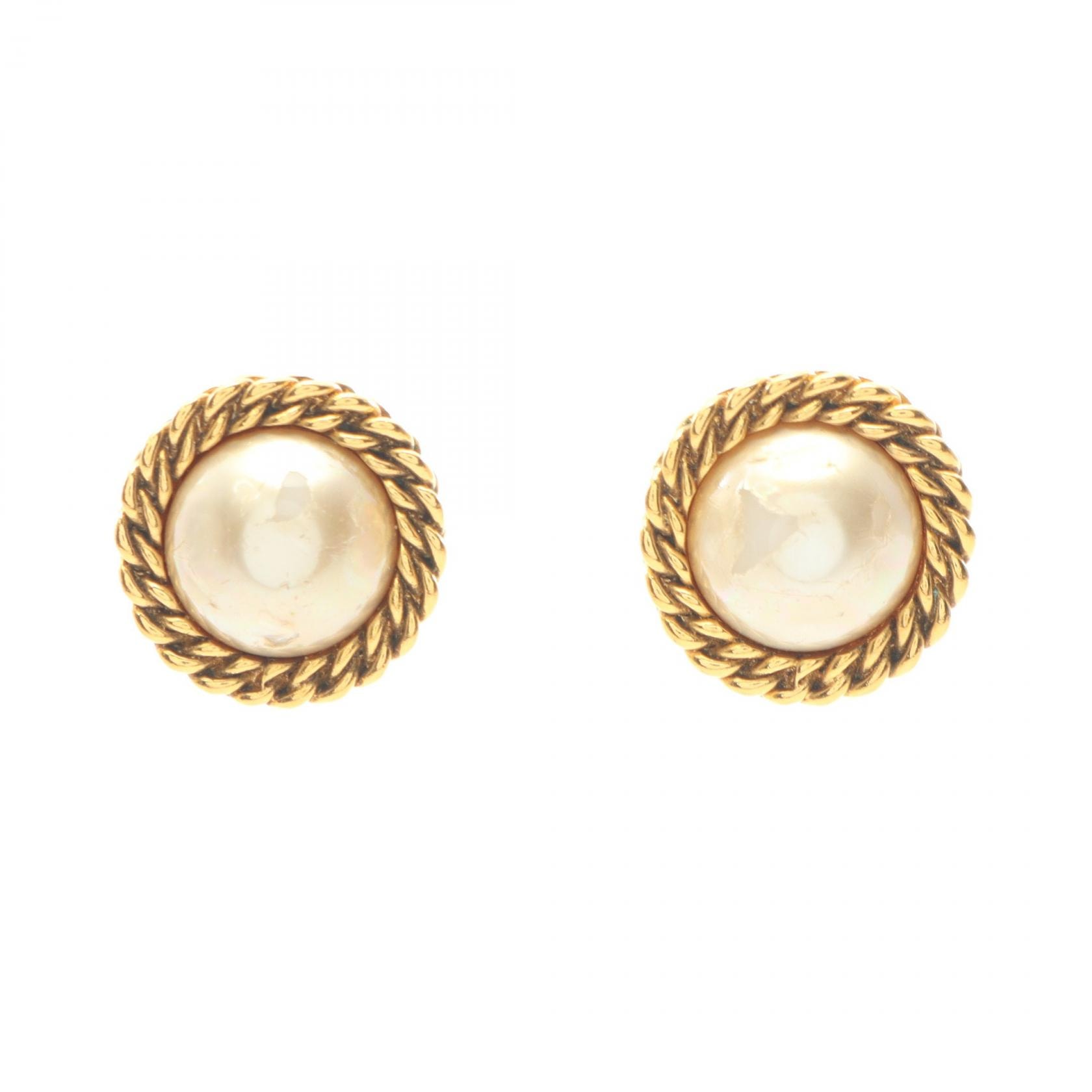 シャネル CHANEL ラウンド イヤリング ジュエリー GP(ゴールドメッキ) フェイクパール レディース ゴールド系 / ホワイト系 【中古】