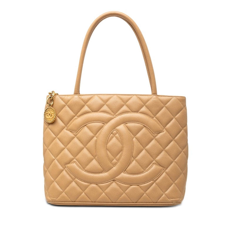 シャネル マトラッセ ココマーク 復刻トート トートバッグ ハンドバッグ ベージュ キャビアスキン レディース CHANEL 【中古】