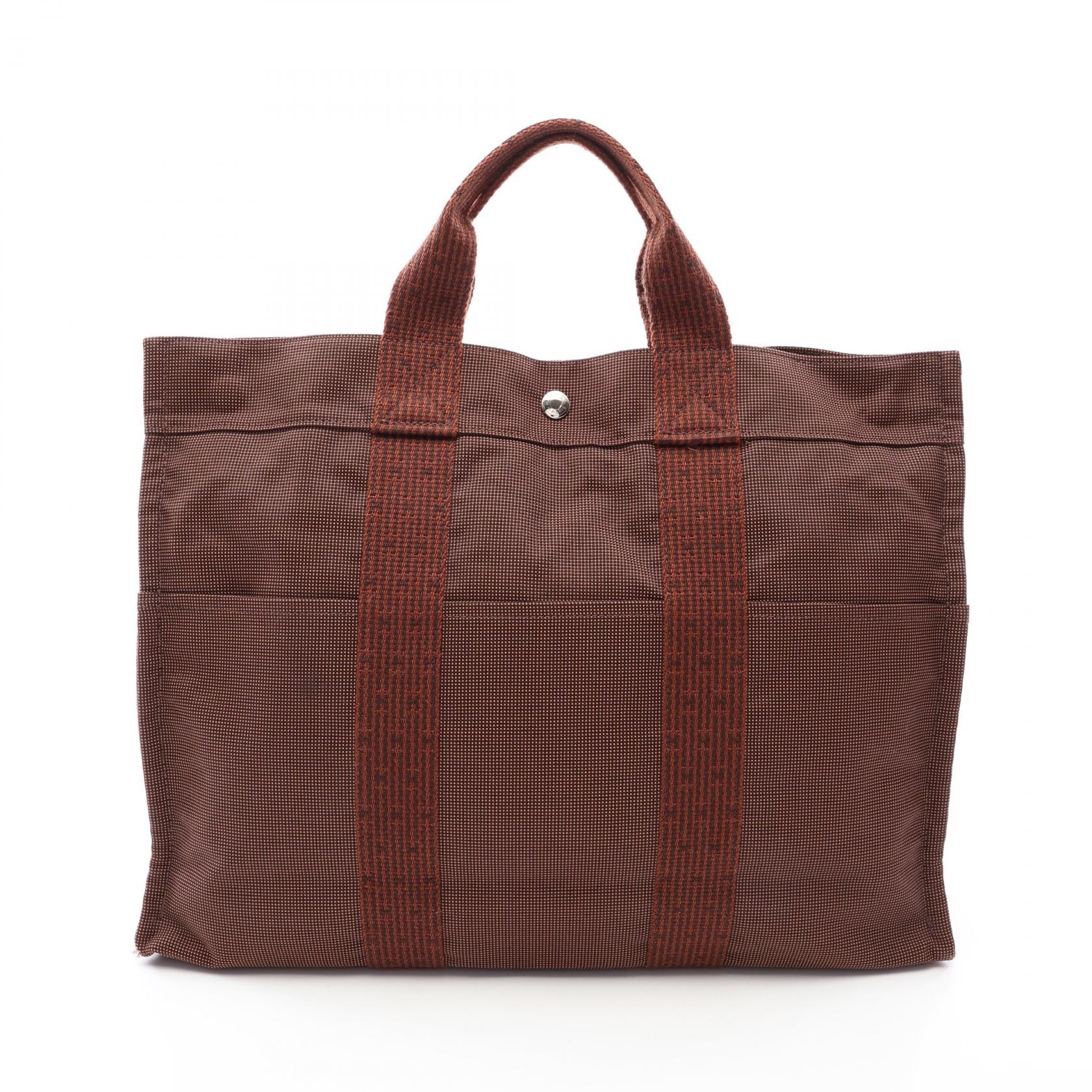 エルメス HERMES エールラインMM トートバッグ バッグ キャンバス メンズ レディース ブラウン系 100951M 【中古】