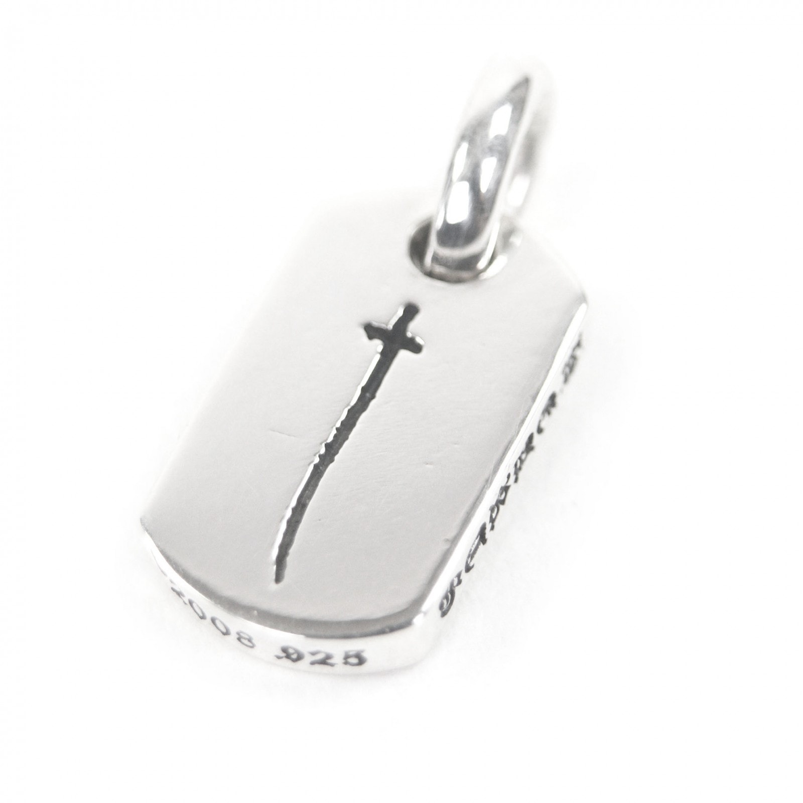 Chrome Hearts Tiny Dog Tag RS Cross Ginza Open Commemorative Pendant Top "Silver"