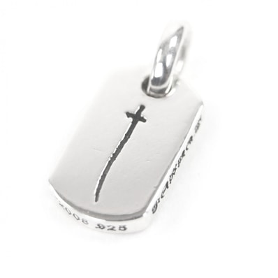 Chrome Hearts Tiny Dog Tag RS Cross Ginza Open Commemorative Pendant Top "Silver"