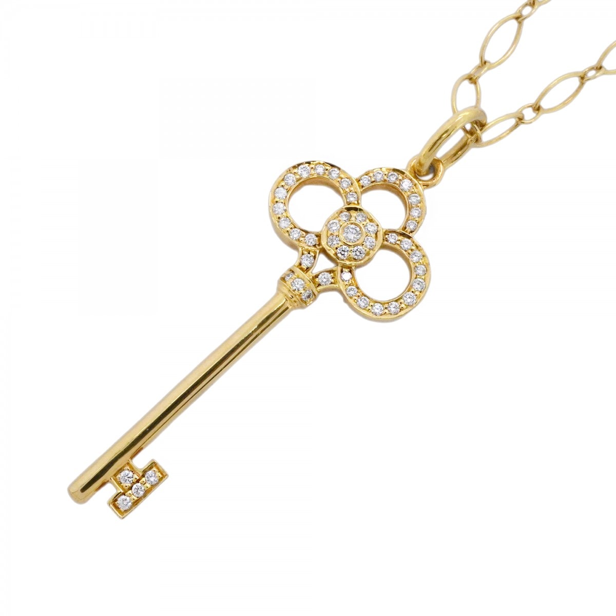【6jdb0422-13】ティファニー ネックレス クラウンキー K18YG イエローゴールド ダイヤモンド【中古】レディース
