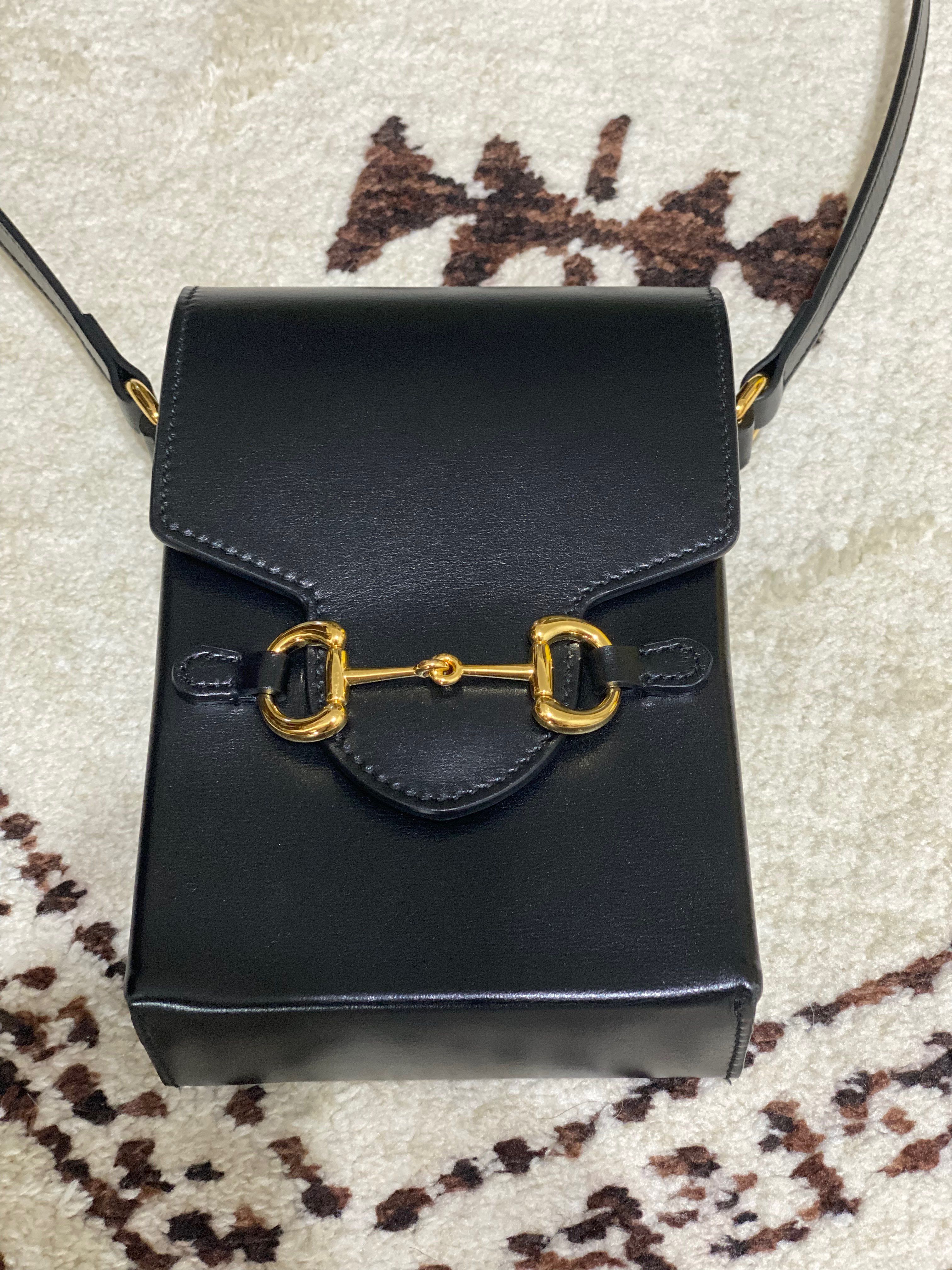 グッチ GUCCI バッグ レディース メンズ ブランド ショルダーバッグ ホースビット 1955 レザー ブラック 625615 黒 ミニバッグ 小さめ おしゃれ 【中古】 GUCCI - GUCCI グッチ ホースビット 1955 ミニバッグ レザー ブラック