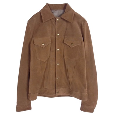 BEAMS ビームス レザージャケット 11-18-3913-343 PLUS プラス JOHNSON LEATHER製 USA製 スエード トラッカー ジャケット ブラウン系 M【中古】