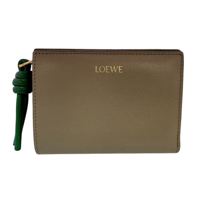 ロエベ LOEWE 二つ折り財布 ノット コンパクトジップ グリーン