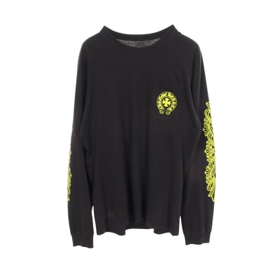 クロムハーツ CHROME HEARTS バックプリント ポケット付き 長袖Tシャツ 衣料品 トップス コットン メンズ ブラック系 / イエロー系 【中古】
