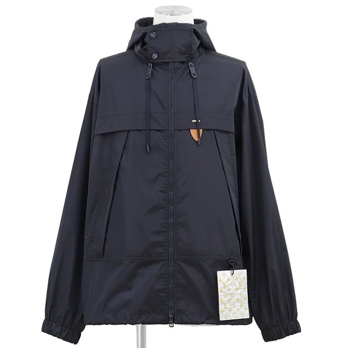 【極美品】LOUIS VUITTON ルイ・ヴィトン フーディーブルゾン サイズ 52 メンズ STAPLES EDITION ステープルズ エディション ロゴ メタルプレート ナイロンジャケット アウター ネイビー 紺 イタリア製