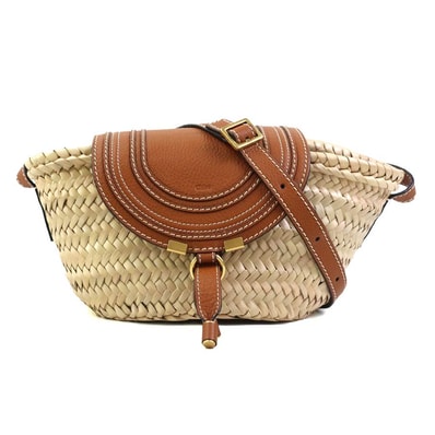 クロエ Chloe ショルダーバッグ ストロー/レザー ブラウン×ナチュラル レディース【中古】 56207k