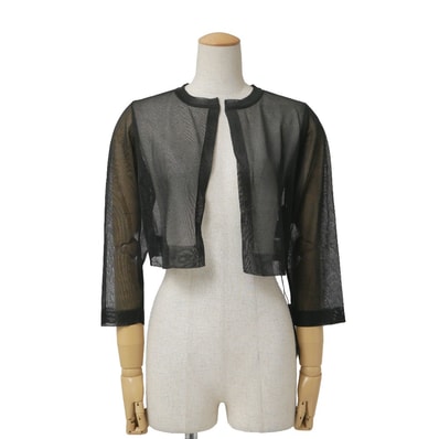 ■美品■FOXEY フォクシー カーディガン クロップド シアー シースルー ノーカラー ボレロ ブランド古着【中古】20260908/RB0888
