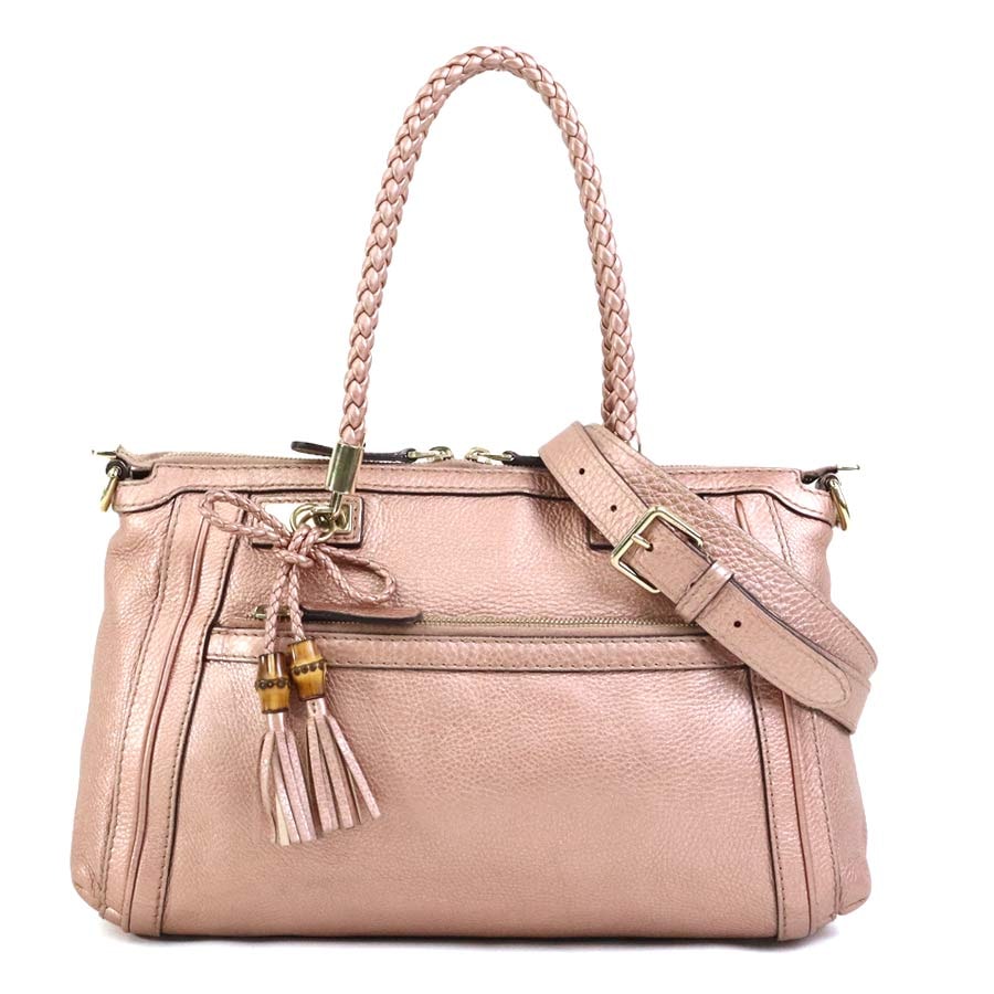 グッチ GUCCI ハンドバッグ ショルダーバッグ ベラ レザー メタリックピンク レディース 282300【中古】 56632a