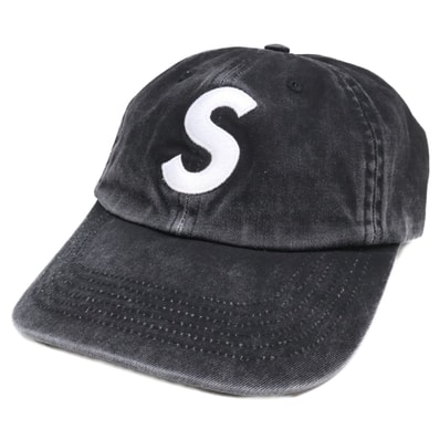 シュプリーム 【美品】SS25 Pigment Coated S Logo 6-Panel Black ピグメント コーテッド Sロゴ 6パネル キャップ