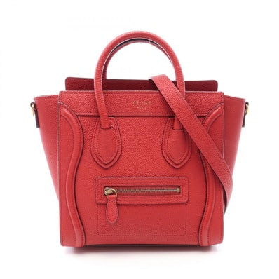 セリーヌ CELINE ラゲージ ナノショッパー 2WAY ハンドバッグ バッグ レザー レディース レッド系 【中古】