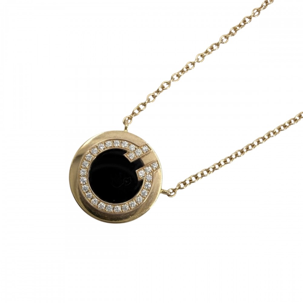 TIFFANY&Co. ティファニー ネックレス ティファニー T TWO サークル ペンダント ジュエリー アクセサリー Au750 18金PG K18ピンクゴールド    オニキス ブラック 黒 ゴールド レディース 約3.2g【中古品】