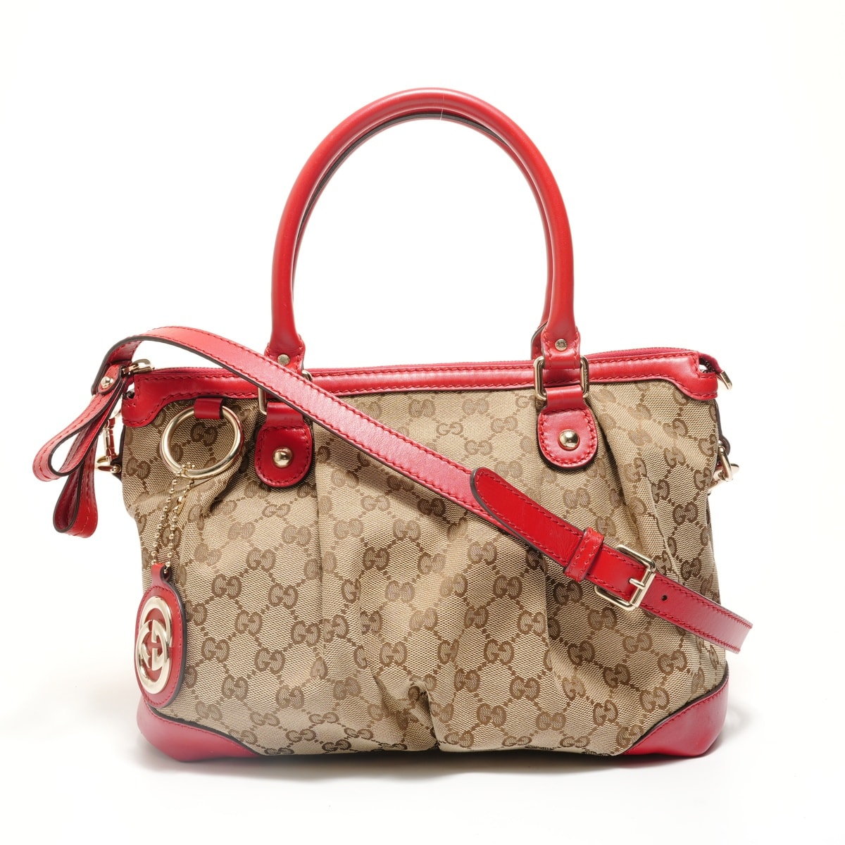 グッチ GUCCI GGキャンバス レザー ハンドバッグ【中古】