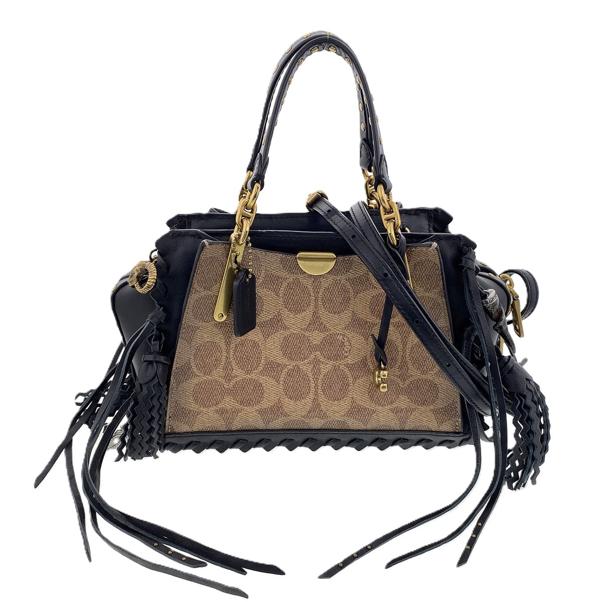 COACH コーチ ドリーマー 21 シグネチャー 2wayハンドバッグ ハンドバッグ 36838 PVC レザー ベージュ ブラック  レディース【中古】