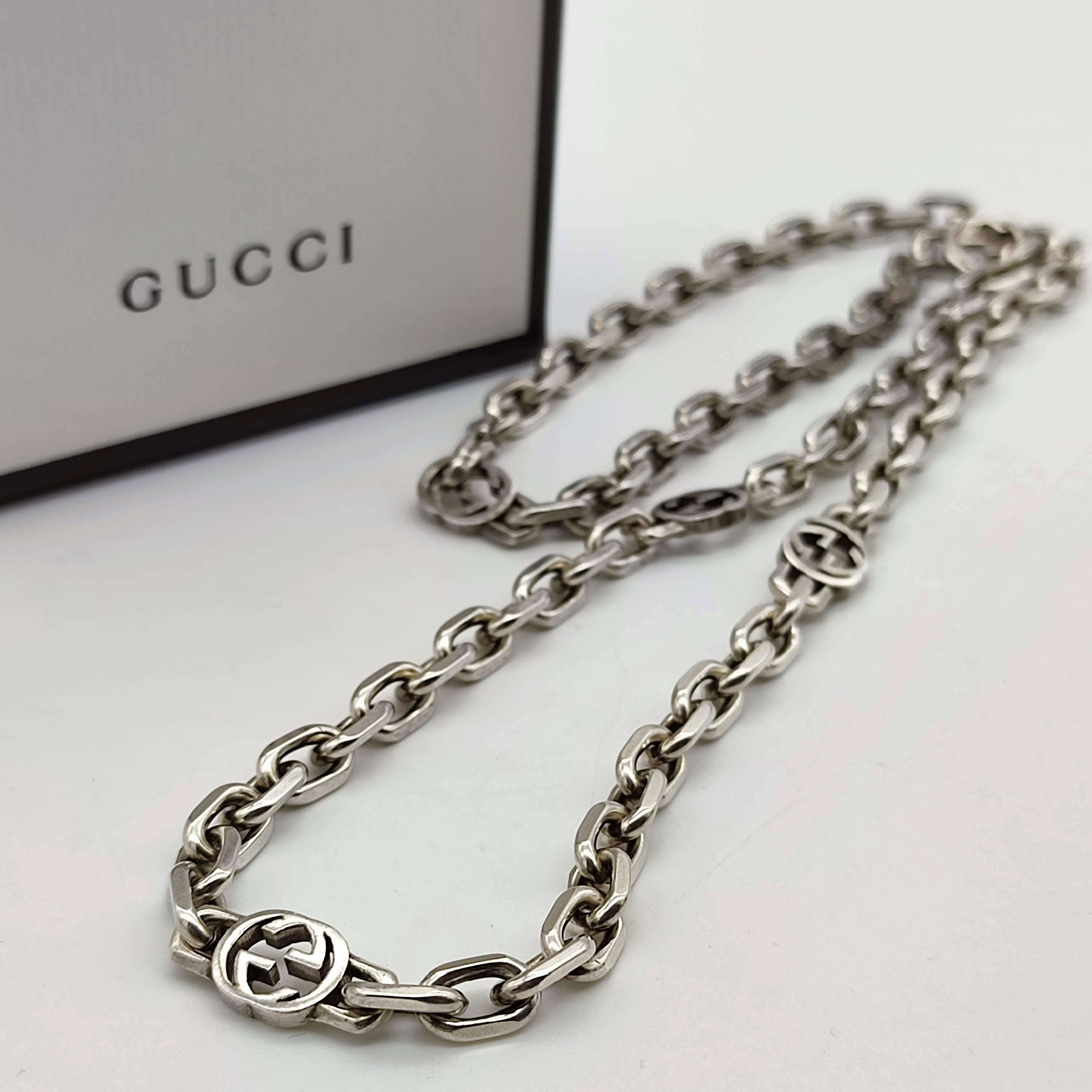 GUCCI Silver Necklace With Interlocking G