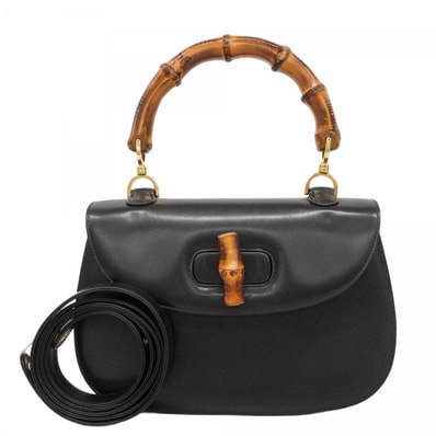 ★最終価格★SALE【6db1232-k】グッチ ハンドバッグ バンブー 000 01 0688 レザー ブラック ゴールド金具 2wayバッグ【中古】レディース