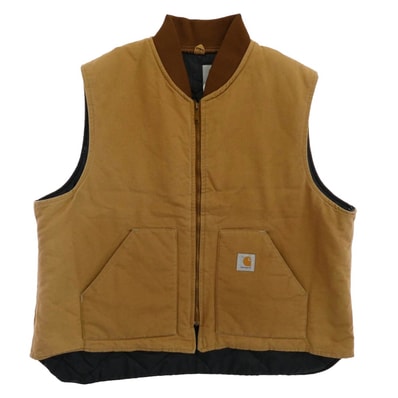Carhartt カーハート ダウンベスト USA製 ダック キルティング ベスト ベージュ系【中古】