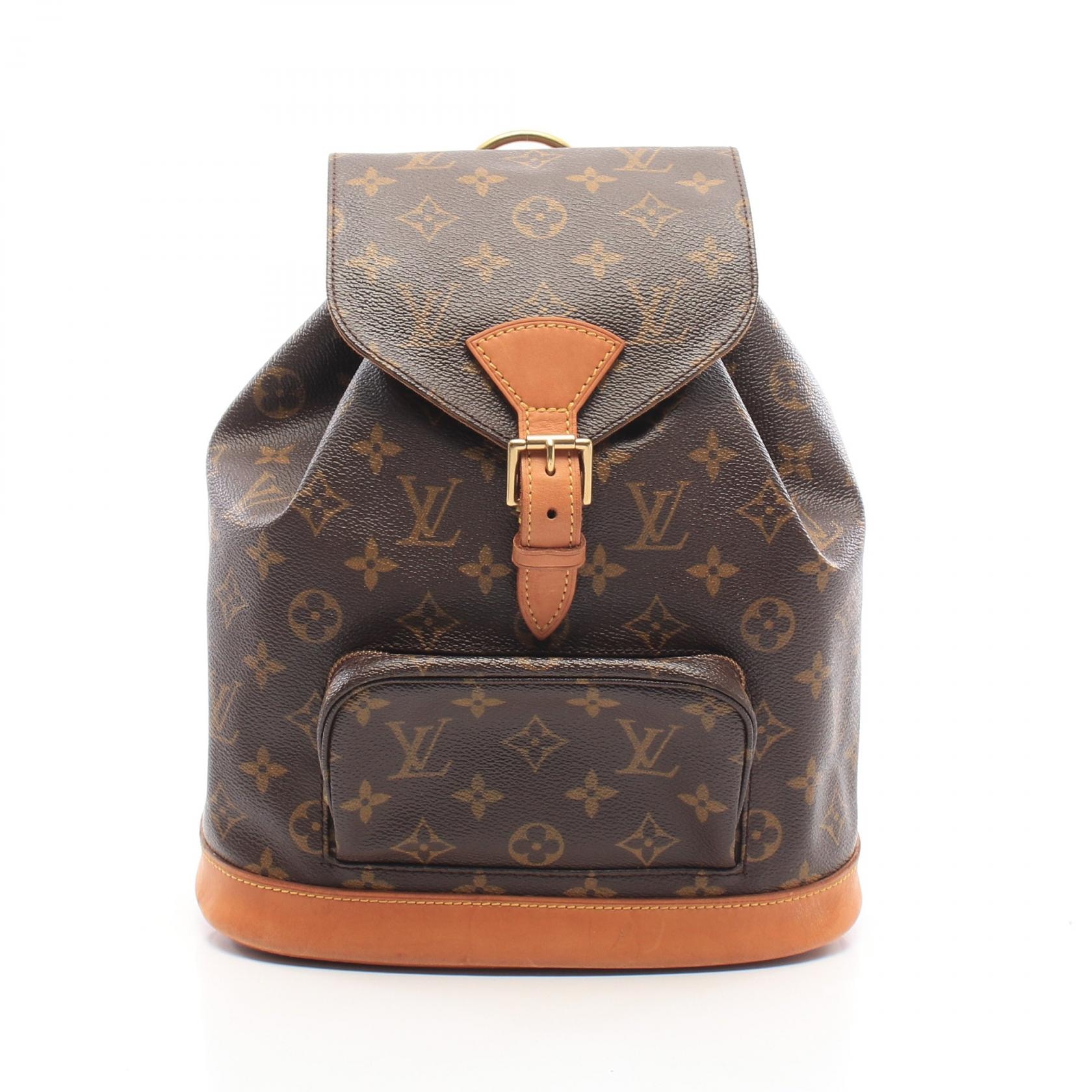 ルイ・ヴィトン LOUIS VUITTON モンスリMM モノグラム リュックサック バックパック バッグ PVCコーティングキャンバス レザー レディース ブラウン系 M51136 【中古】