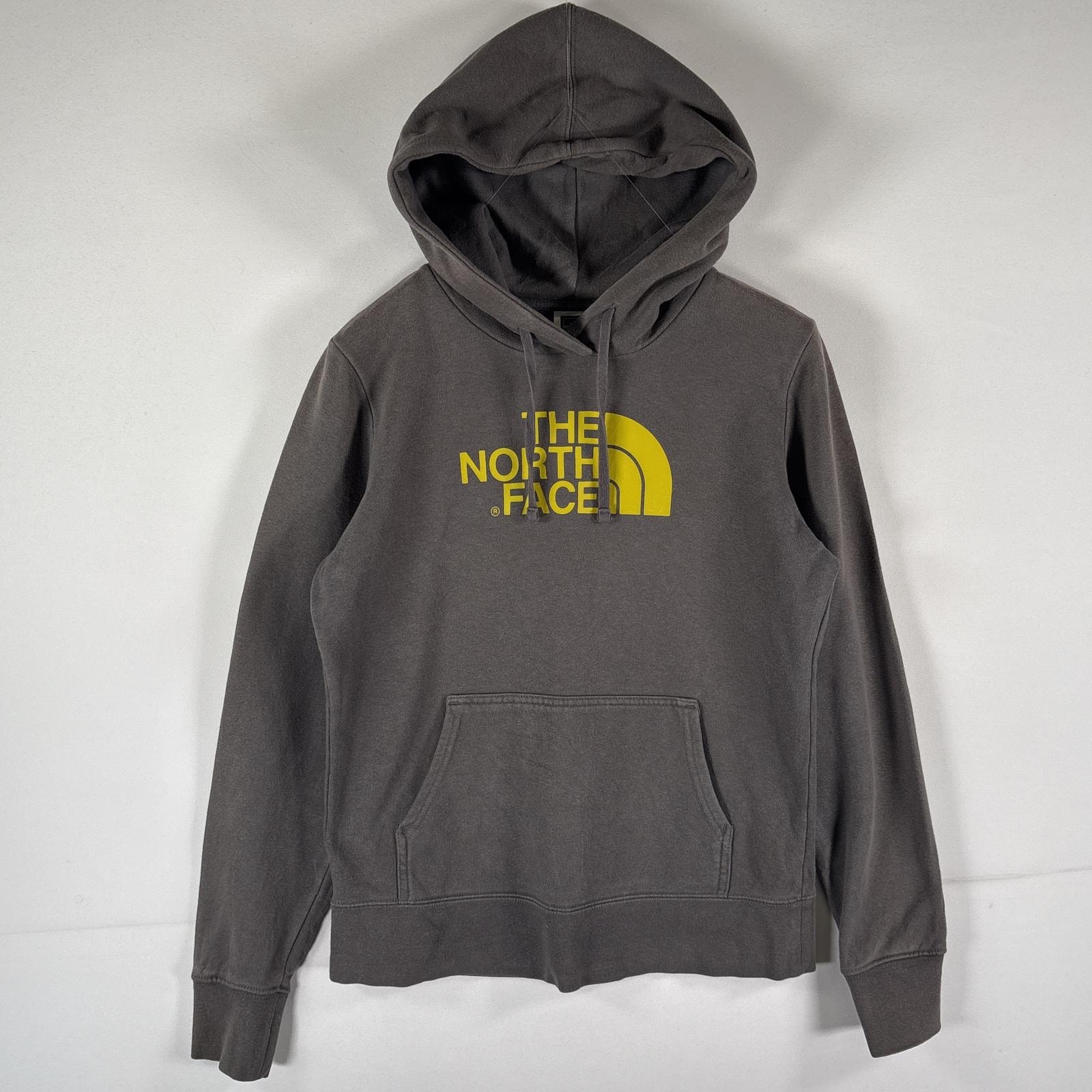 古着 ザ・ノースフェイス THE NORTH FACE パーカー スウェット プルオーバー フーディ ビッグロゴプリント アウトドア S  ダークグレー レディース