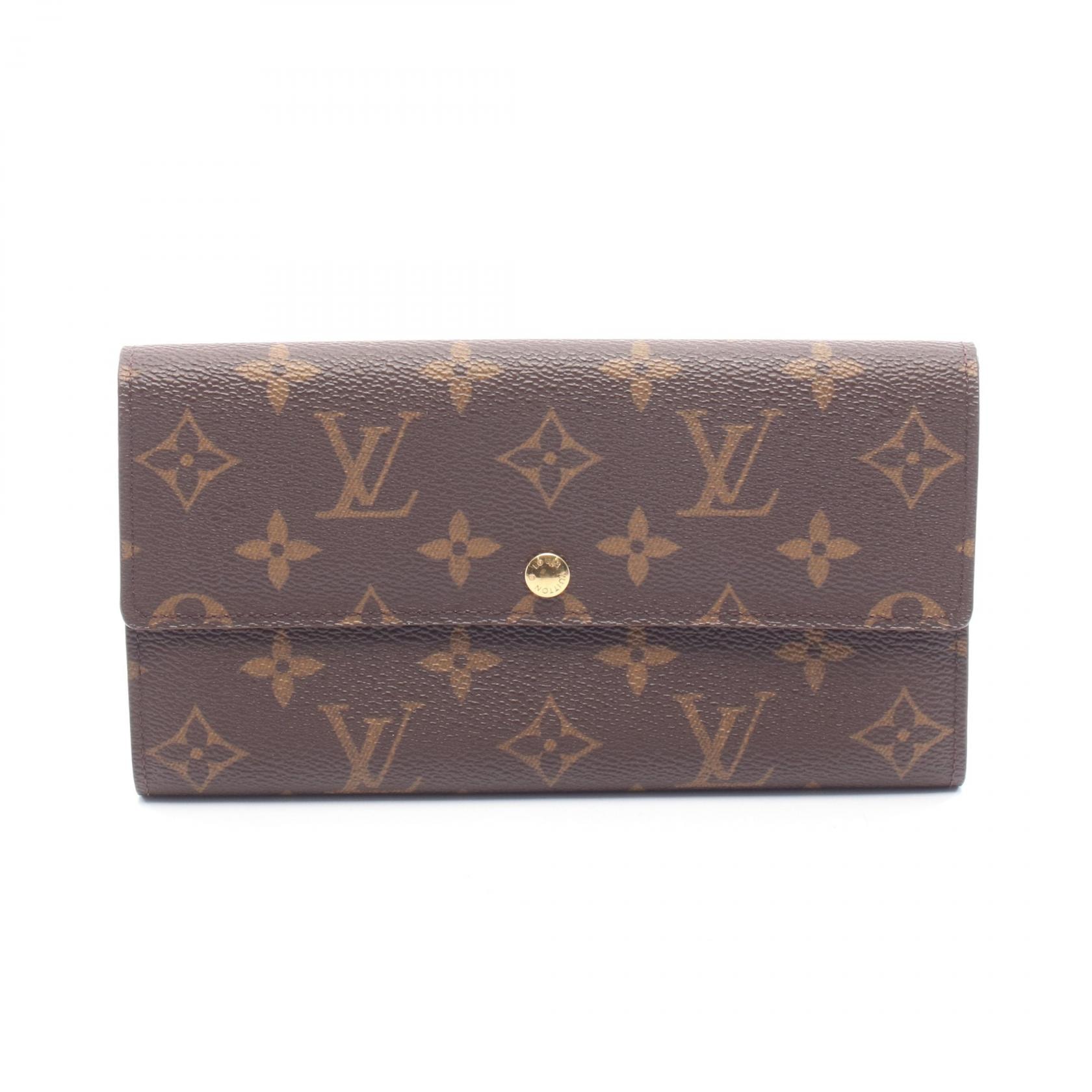 ルイ・ヴィトン LOUIS VUITTON ポシェット ポルトモネ クレディ 二つ折り長財布 財布 レザー PVC モノグラム レディース ブラウン系 M61725 【中古】
