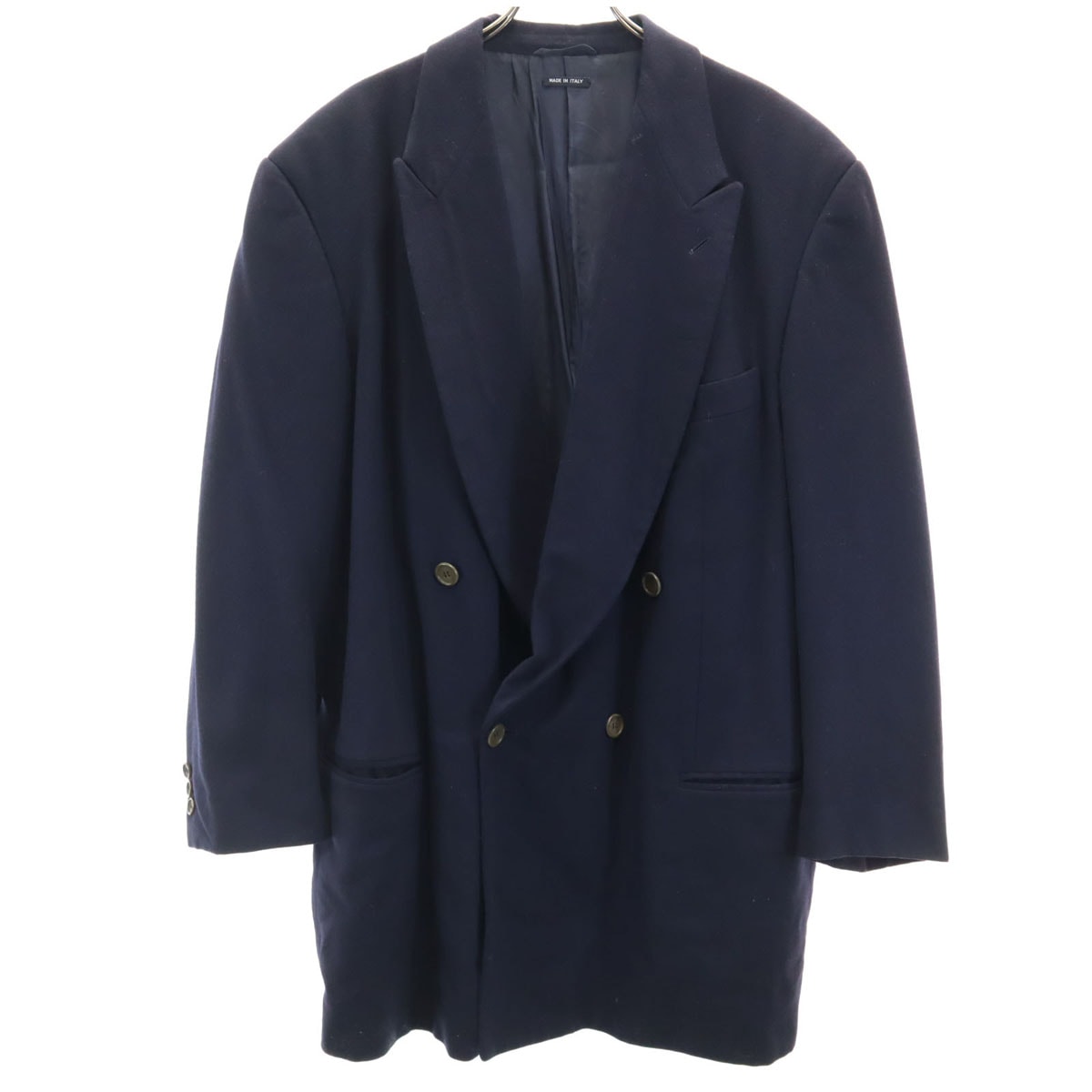 GIORGIO ARMANI ジョルジオアルマーニ 90s イタリア製 ウールブレンド オールド テーラードジャケット 54 ネイビー系 オーバーサイズ