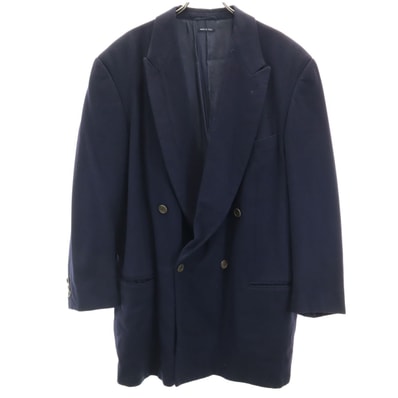 GIORGIO ARMANI ジョルジオアルマーニ 90s イタリア製 ウールブレンド オールド テーラードジャケット 54 ネイビー系 オーバーサイズ
