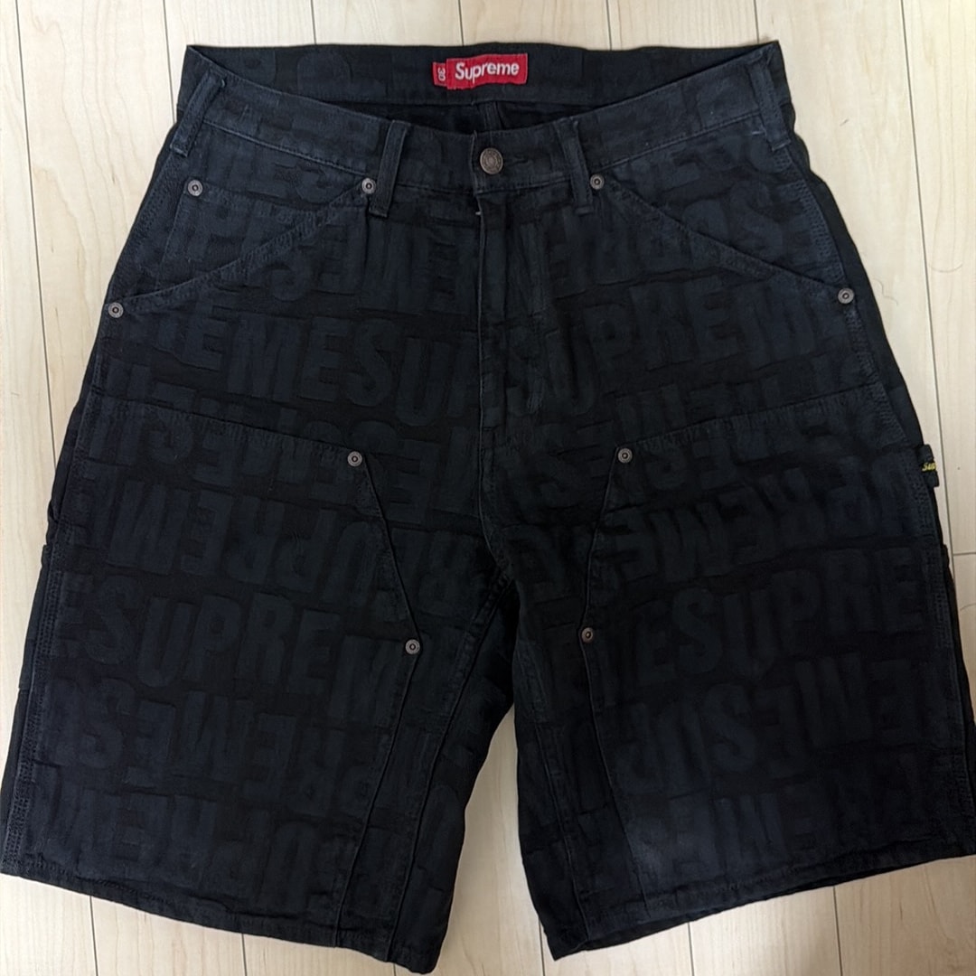 Supreme Repeat Jacquard Double Knee Denim Short "Black"