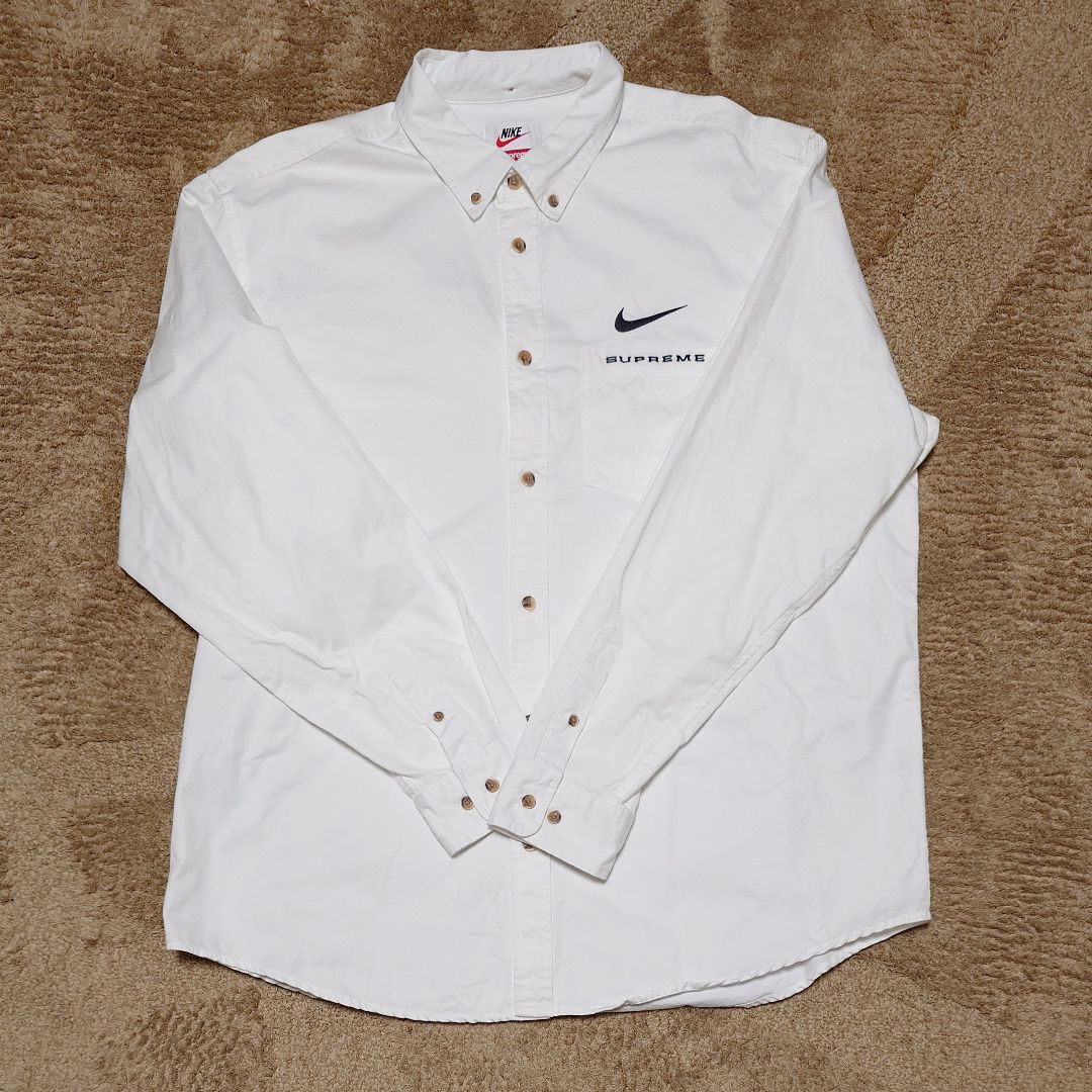 supreme nike cotton twill shirt white