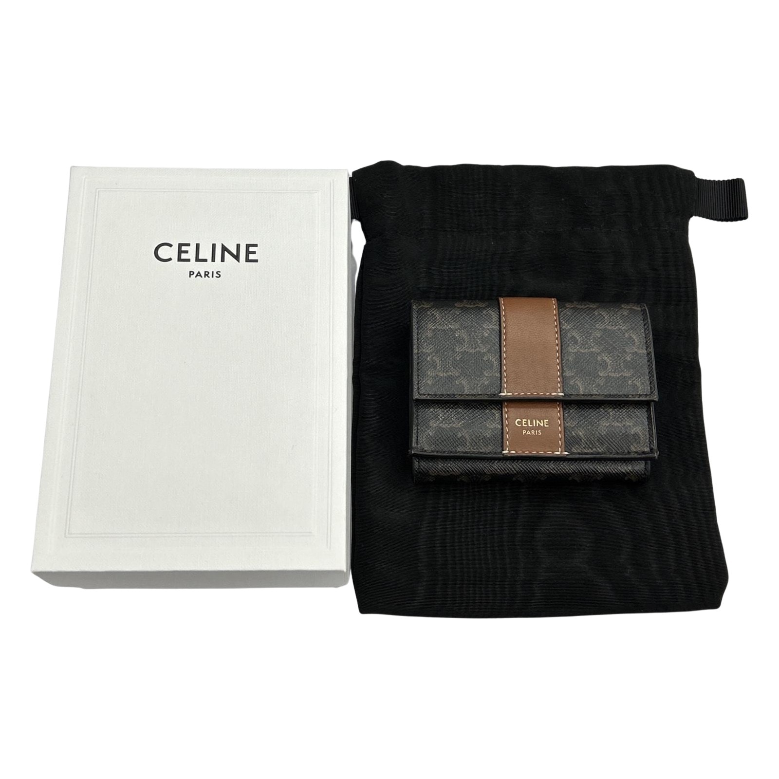CELINE セリーヌ 三つ折り財布 トリオンフ ブラウン