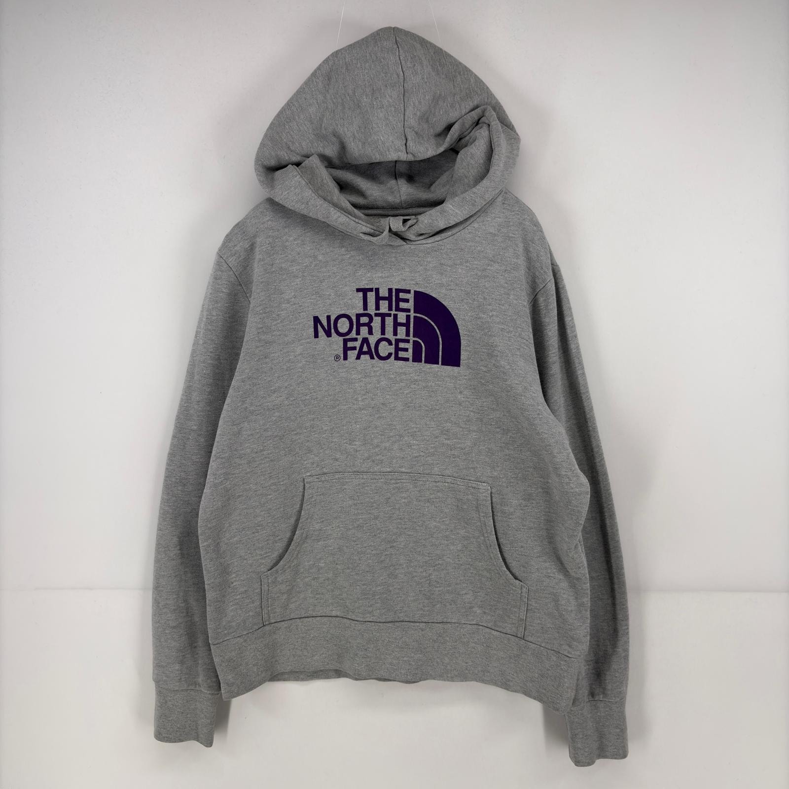 古着 ザ・ノースフェイス THE NORTH FACE パーカー スウェット プリント プルオーバー ロゴ L  グレー レディース