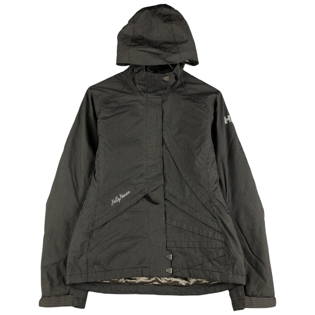 古着 ヘリーハンセン HELLY HANSEN 千鳥格子柄 中綿マウンテンパーカー シェルジャケット パファージャケット レディースM相当/eaa603852