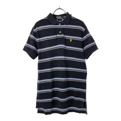 Polo by Ralph Lauren ポロバイラルフローレン ボーダー 半袖 ポロシャツ M ネイビー 鹿の子地