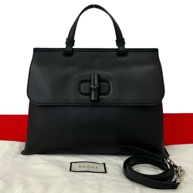 GUCCI グッチ デイリー バンブー レザー ショルダーバッグ ブラック
21761