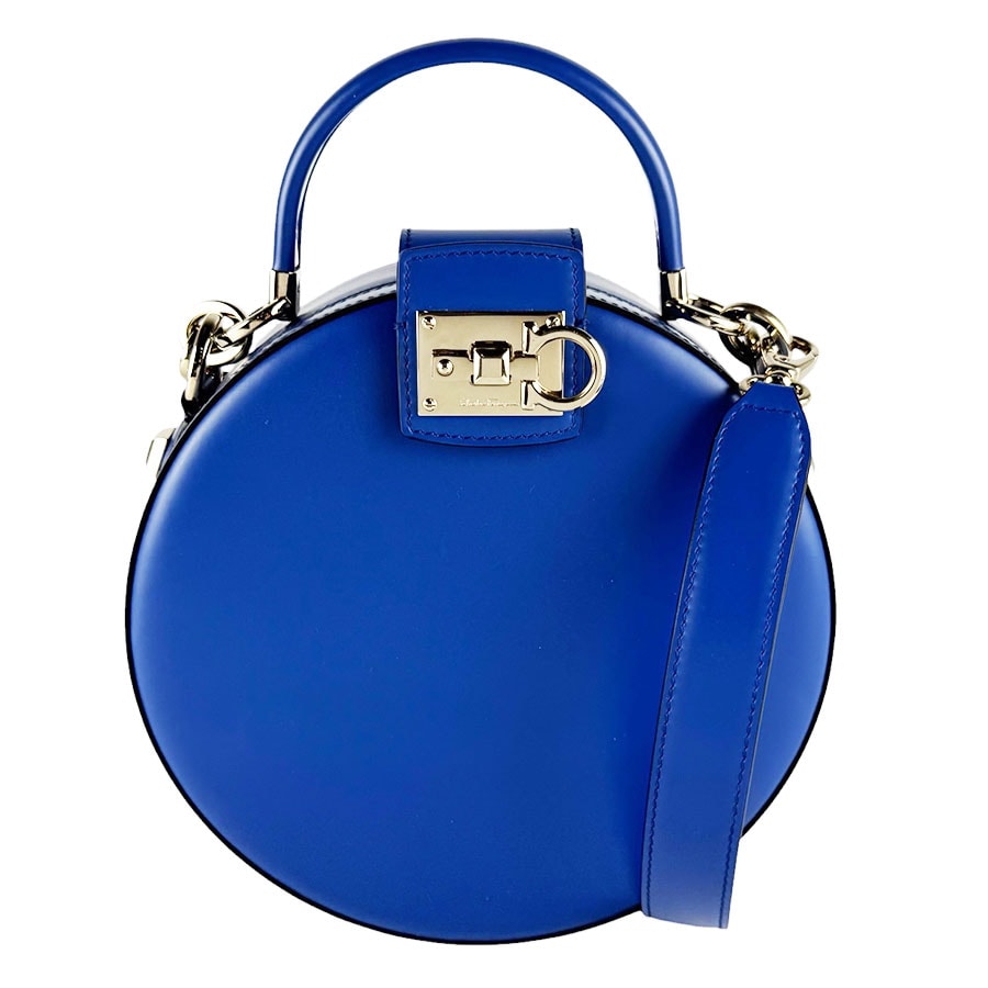 サルヴァトーレフェラガモ Salvatore Ferragamo ショルダーバッグ ガンチーニ レザー ブルー ゴールド レディース【中古】 z10568