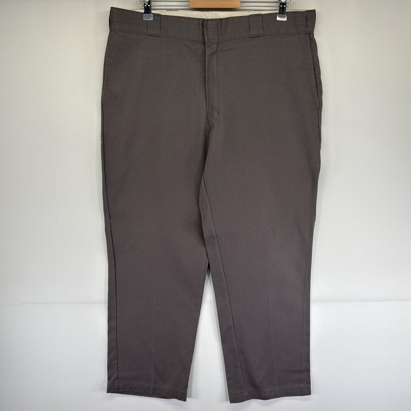 古着 ディッキーズ Dickies ワークパンツ 874 ストレート カラーパンツ ジッパーフライ ワンポイントロゴ 長ズボン  グレー メンズ