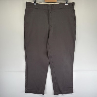 古着 ディッキーズ Dickies ワークパンツ 874 ストレート カラーパンツ ジッパーフライ ワンポイントロゴ 長ズボン グレー メンズ