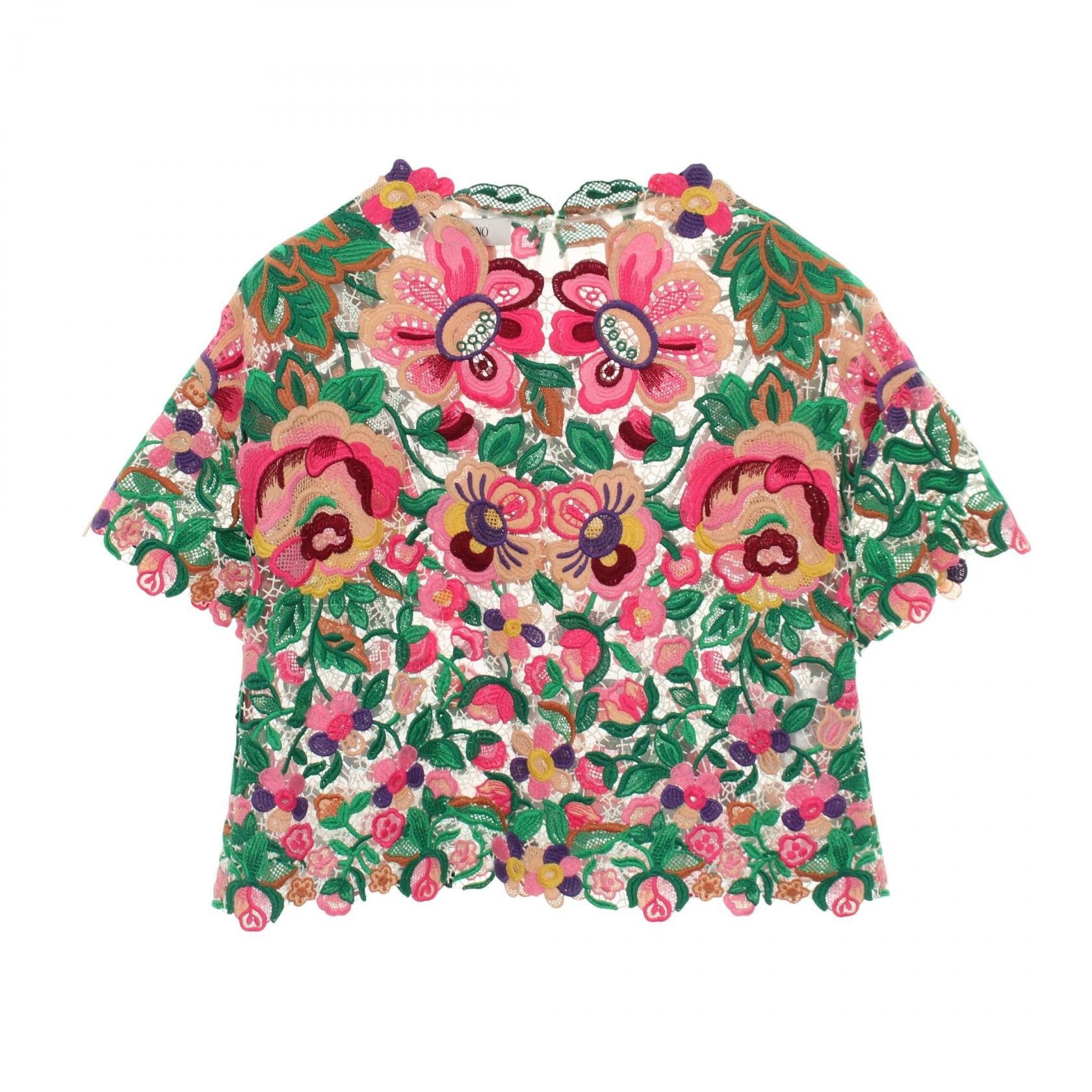ヴァレンチノ Valentino 花柄 総レース 衣料品 トップス コットン レディース マルチカラー 【中古】
