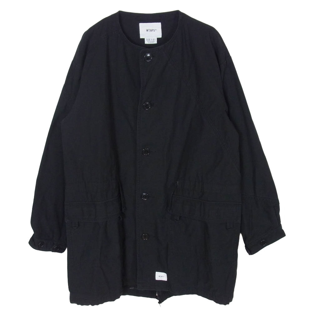 WTAPS ダブルタップス 18SS 181WVDT-JKM01 PEEP JACKET NYCO SATIN ピープ ジャケット コットンサテン アウター ノーカラー コート ブラック系 1【中古】