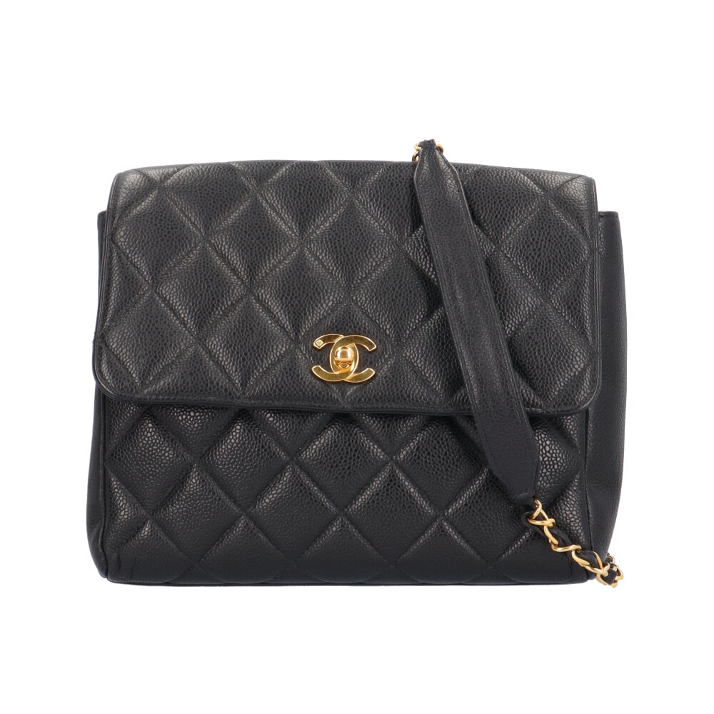 シャネル マトラッセ ショルダーバッグ キャビアスキン ブラック レディース CHANEL 中古