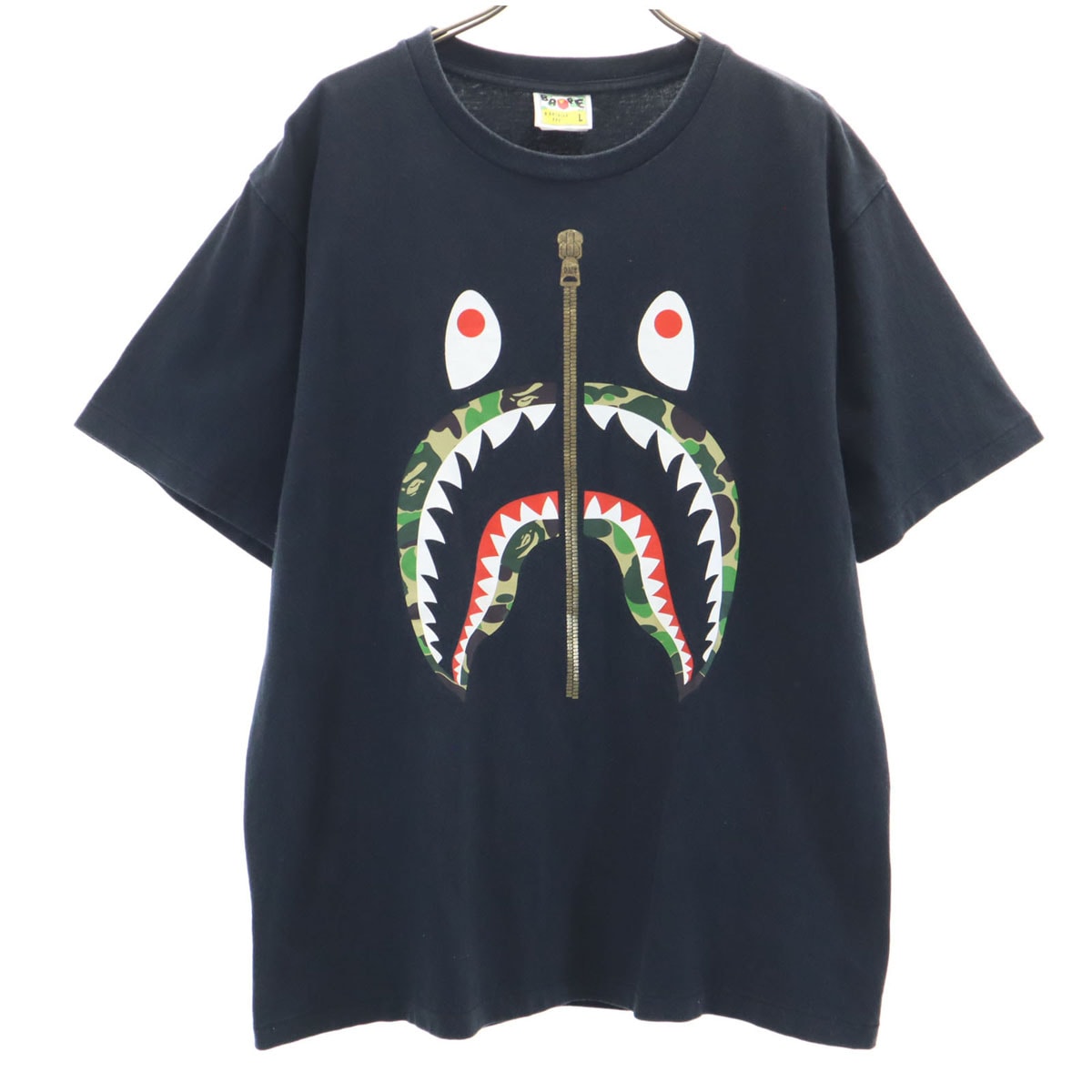 A BATHING APE アベイシングエイプ シャーク 半袖 Tシャツ L ブラック