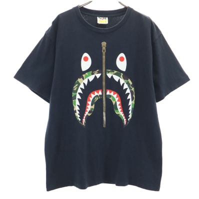 A BATHING APE アベイシングエイプ シャーク 半袖 Tシャツ L ブラック
