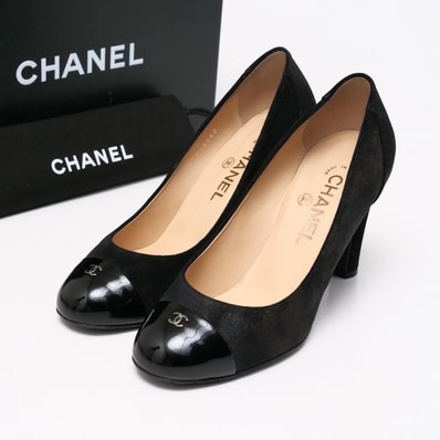 CHANEL シャネル パンプス サイズ37.5C 靴 スエード レザー CCロゴ ココマーク ラメスエード ブランド古着【中古】20250513/RA4803