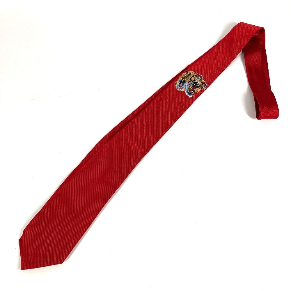 グッチ GUCCI タイガー ロゴ 不明 スーツ アクセサリー  ネクタイ シルク レッド