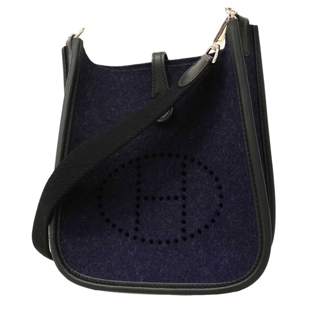 【6de6469】エルメス ショルダーバッグ エヴリンTPM フェルト ネイビー シルバー金具 Y刻印【中古】レディース