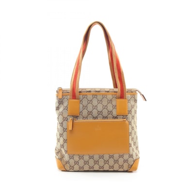 グッチ GUCCI GGキャンバス トートバッグ バッグ キャンバス レザー レディース ベージュ系 / ブラウン系 019 0402 【中古】