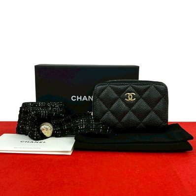 CHANEL シャネル マトラッセ ココマーク キャビアスキン コインケース ブラック
52973