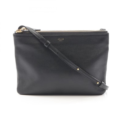 セリーヌ CELINE TRIO LARGE トリオ ラージ ショルダーバッグ バッグ レザー レディース ブラック系 171453 【中古】